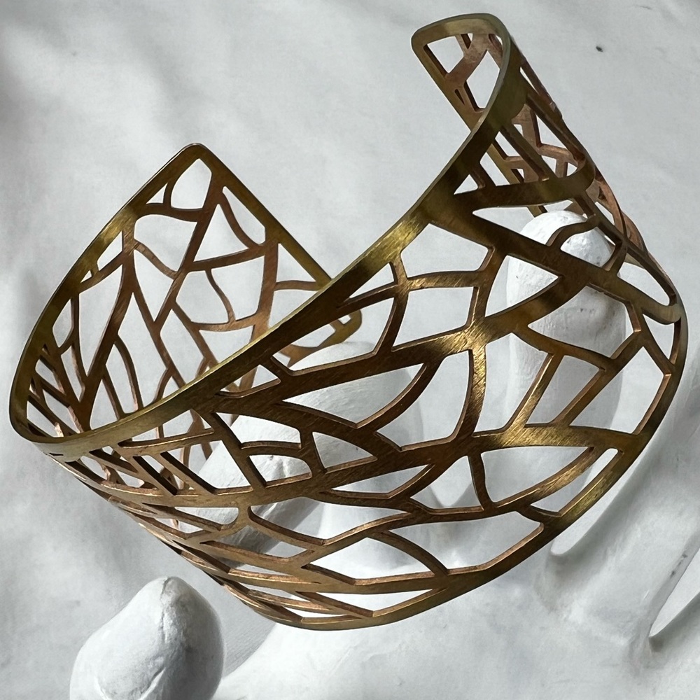 jBloom Gold leaf mosaic cut out style cuff bracelet, gorgeous!